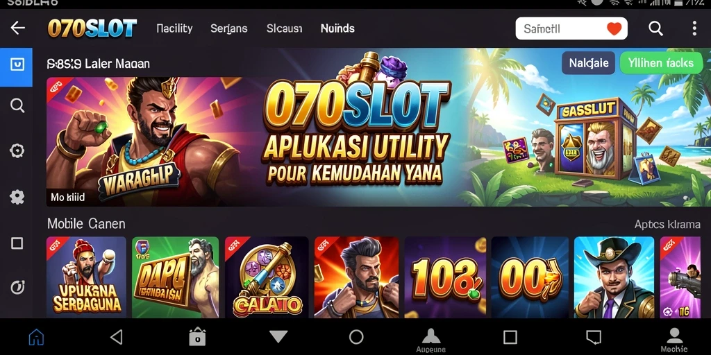 Tampilan antarmuka pengguna aplikasi 070SLOT yang intuitif.