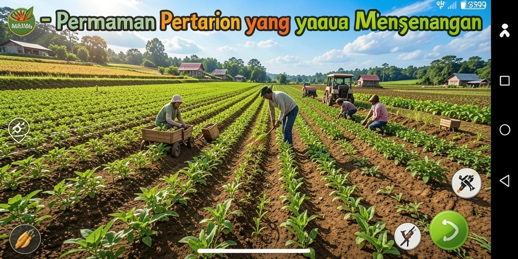 Tampilan gameplay <strong>9399</strong> yang menghadirkan suasana pertanian yang cerah