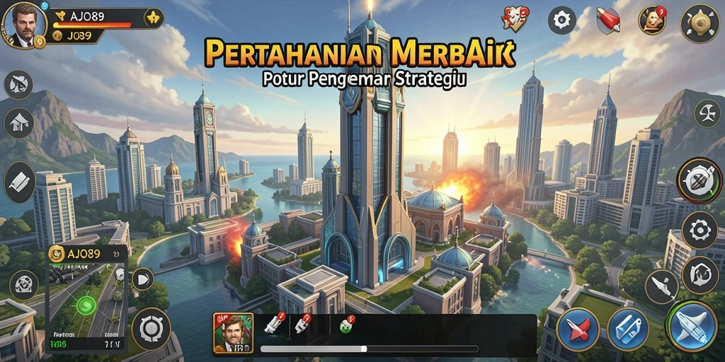 Gameplay AJO89 menampilkan pertahanan menara yang strategis dan seru.