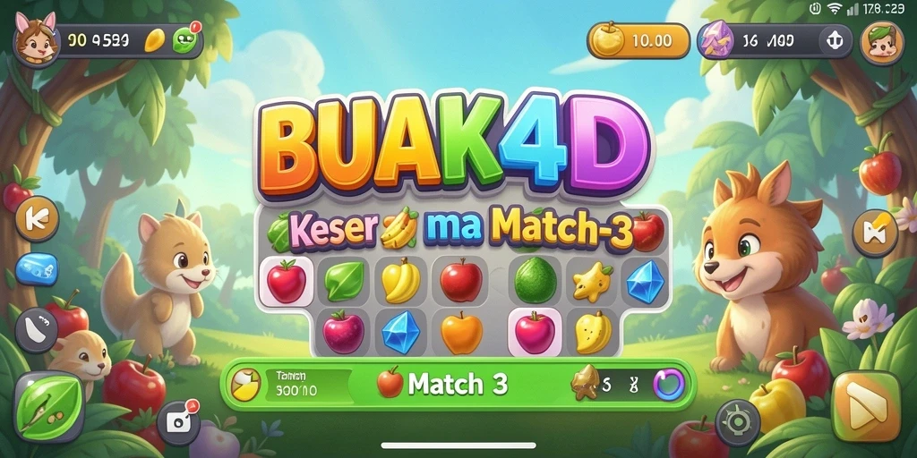 Tampilan gameplay BUAH4D dengan keseruan mencocokkan buah.