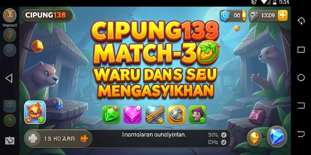 Tampilan gameplay seru CIPUNG138 dengan tantangan Match-3.