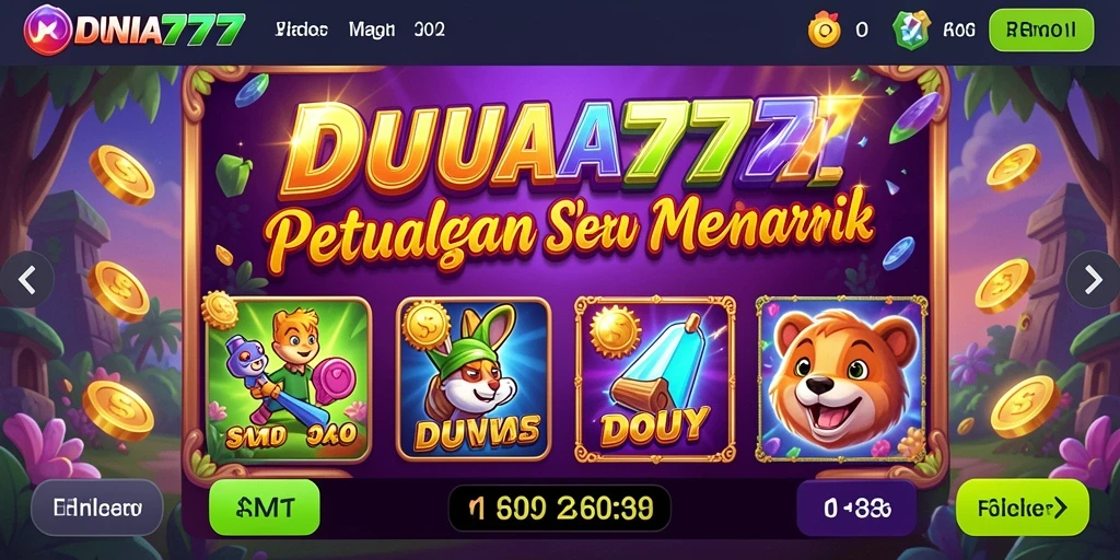 Screenshot DUNIA777 menampilkan gameplay slot yang mendebarkan dan menarik