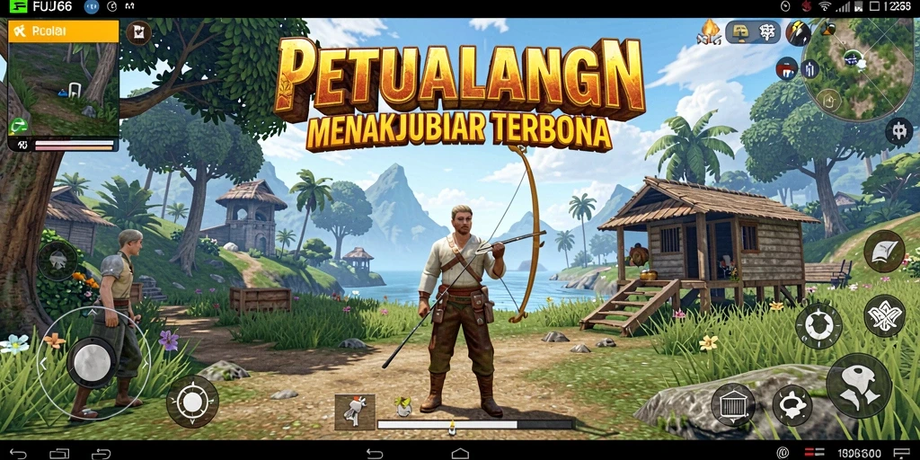 Tampilan gameplay FUJI66 dengan dunia terbuka yang penuh warna.