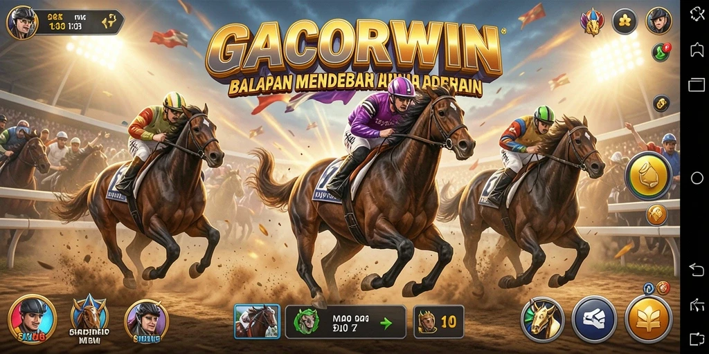 Tangkapan layar GACORWIN menampilkan aksi balapan yang mendebarkan.