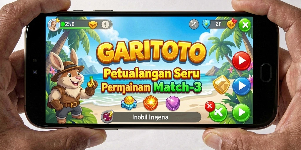 Tangkapan layar menampilkan gameplay seru GARITOTO dari level permainan Match-3.