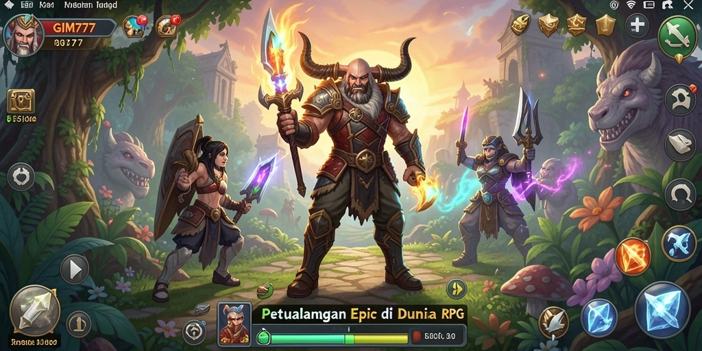 Tangkapan layar utama menampilkan karakter dalam pertempuran RPG yang mendebarkan.