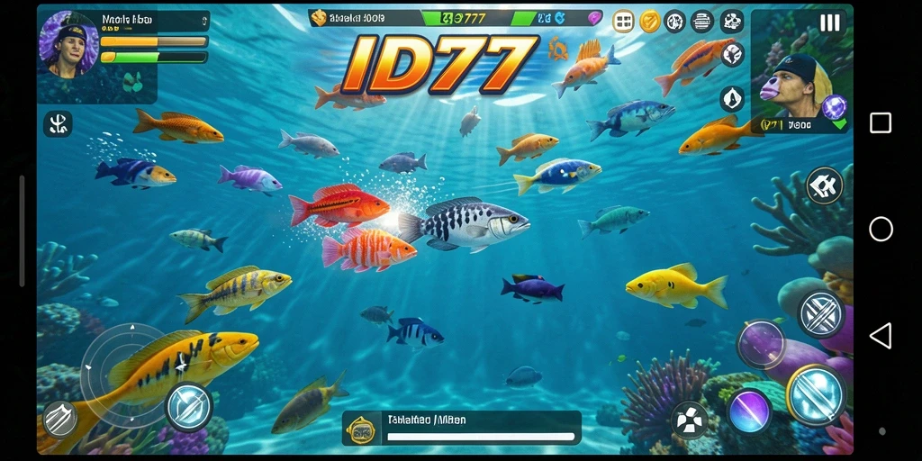 Tampilan gameplay seru dalam ID777 saat menembak ikan.