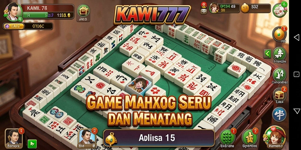 Tampilan gameplay KAWI777 dengan grafis tile Mahjong yang menawan.