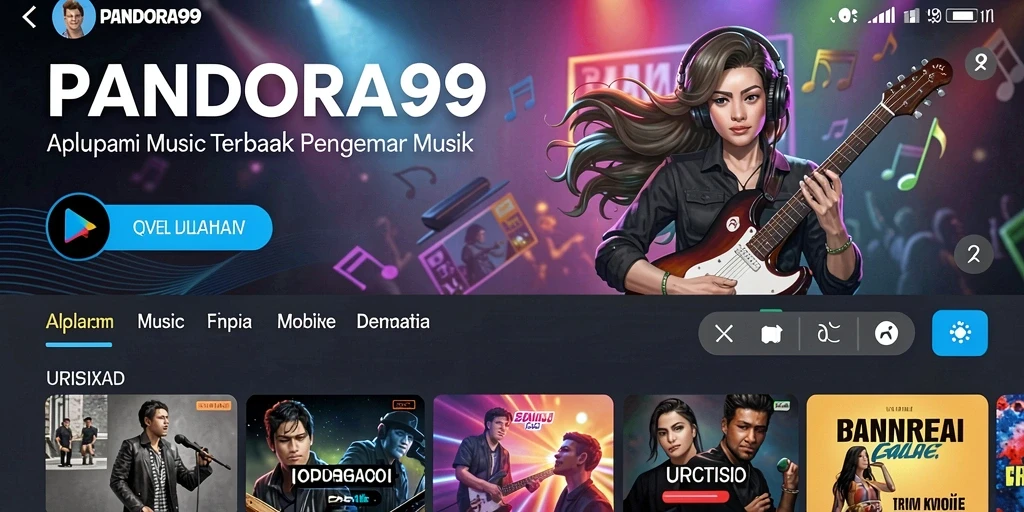 Screenshot gameplay PANDORA99 menampilkan pengguna yang sedang menikmati musik.