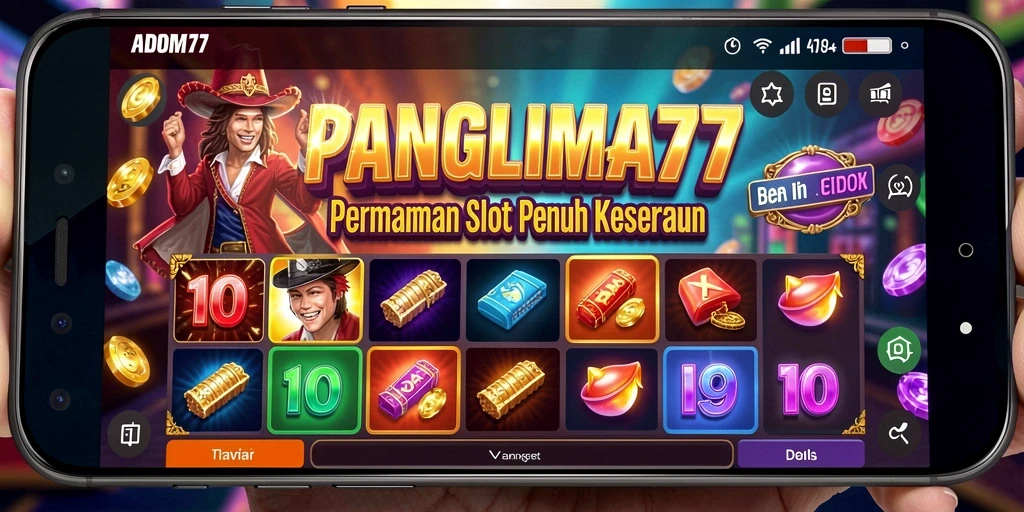 Tampilan gameplay seru dari PANGLIMA77 dengan kombinasi simbol yang menarik.