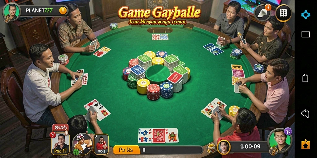Gameplay seru Gaple di aplikasi PLANET77