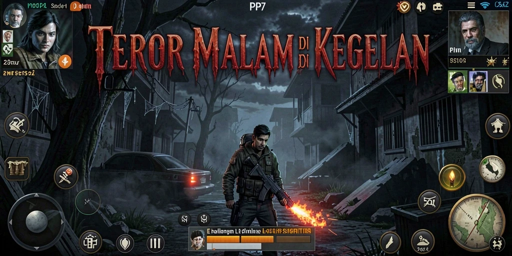 Screenshot gameplay PP7 menampilkan ketegangan dan suasana menyeramkan.