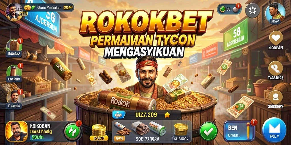 Tangkapan layar menunjukkan gameplay menarik dari ROKOKBET dengan elemen tycoon.