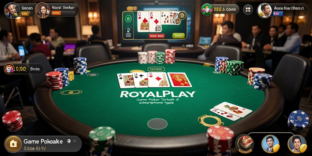 Tampilan gameplay mendebarkan dari ROYALPLAY dengan aksi poker yang seru.