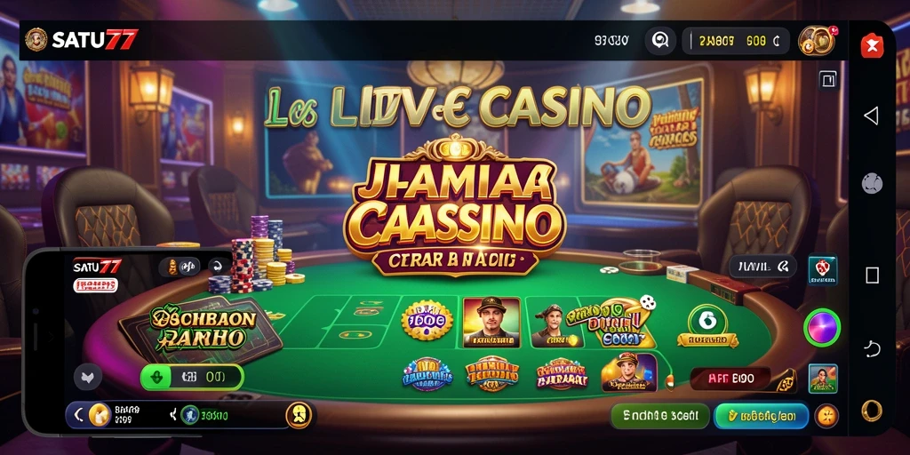 Screenshot SATU77 menampilkan dealer langsung dan suasana kasino yang nyata.