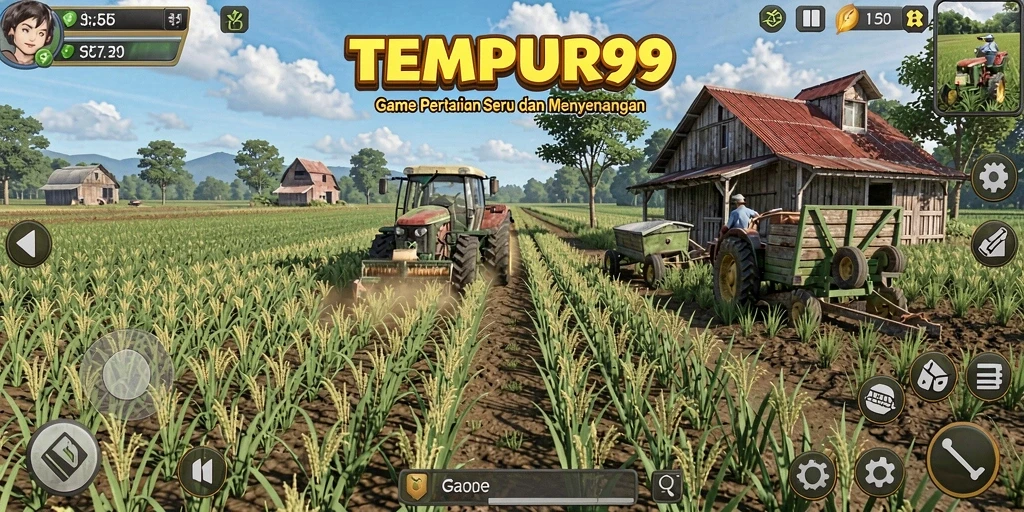 Tampilan menarik gameplay bertani di TEMPUR99.