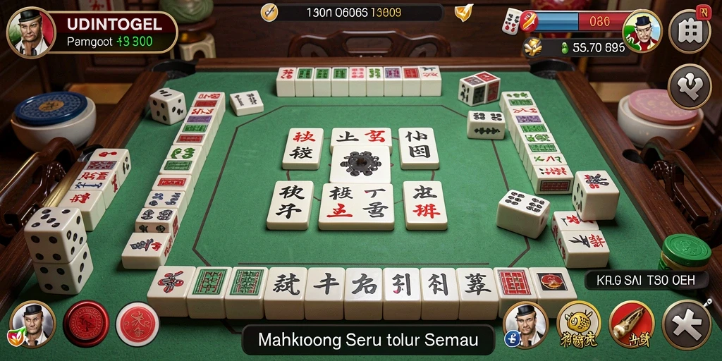 Tampilan menarik gameplay UDINTOGEL dalam permainan Mahjong.